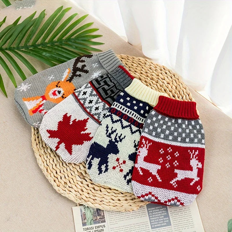 Christmas Style Pet Sweater for Dogs And Cats New Knitted Wool Sweater for Bichon And Corgi