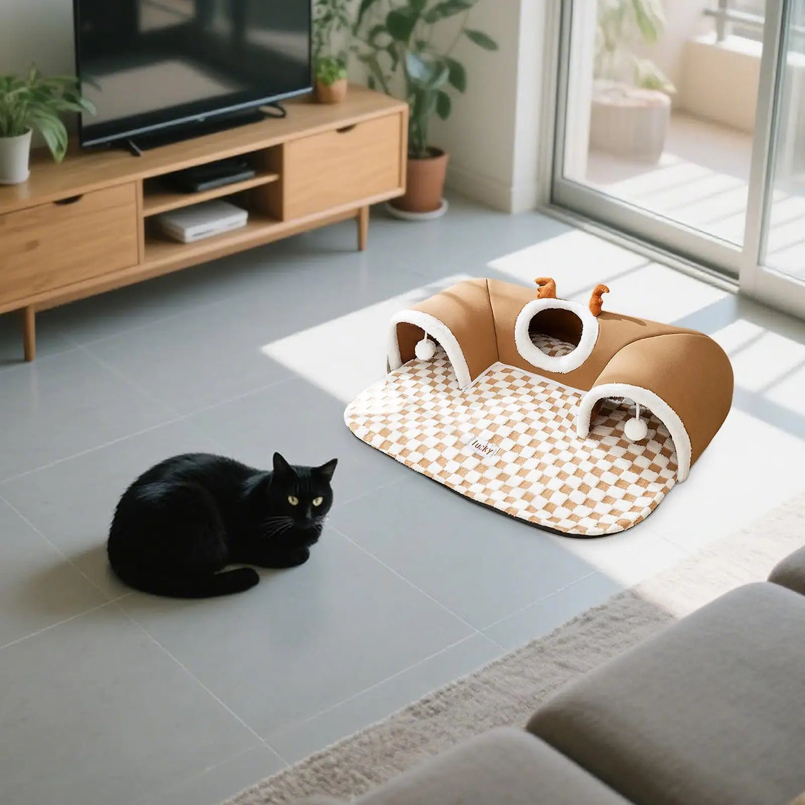 Winter Indoor Warm Plush Cat Bed Tunnel Warm Shelter Tent House Toys for Dog  Play and Sleep Integrated Hide and Seek Pet Nest