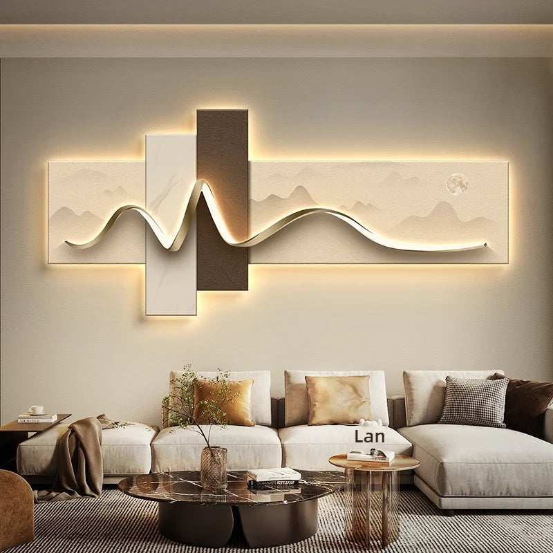 LED Illuminated Wall Decoration – Wabi-Sabi & Light Luxury Interior Design