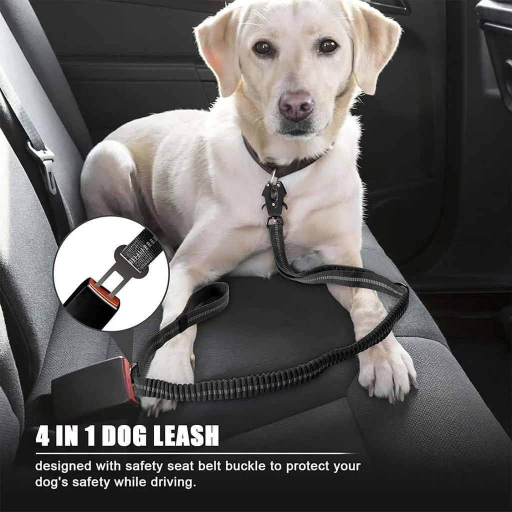 Reflective Shock Absorbing Pet Leashes with Car Seatbelt for Large Dogs Heavy Duty Tactical Bungee Dog Leash No Pull Dog Leash