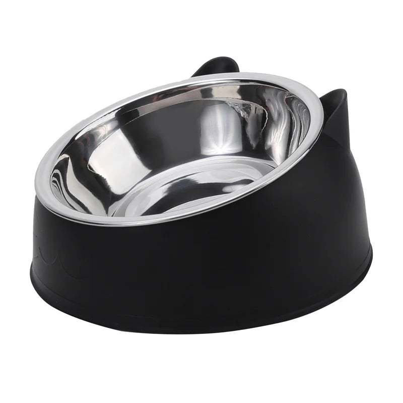 Cat Bowl Lovely Creative Inclined Kitten Puppy Food Feeding Bowls Stainless Steel Cats Drinking Feeder Pet Dogs Cats Feeders