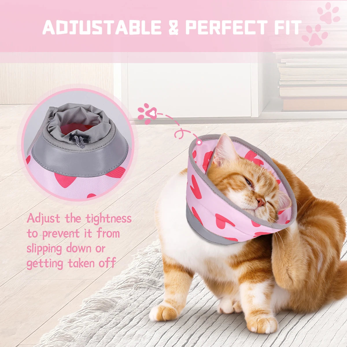 1pc Soft Cat Recovery Collar,Protective Adjustable Pet Cone Collar for After Surgery,Comfortable Lightweight Elizabethan Collar