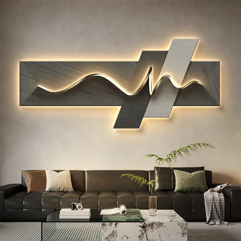 LED Illuminated Wall Decoration – Wabi-Sabi & Light Luxury Interior Design